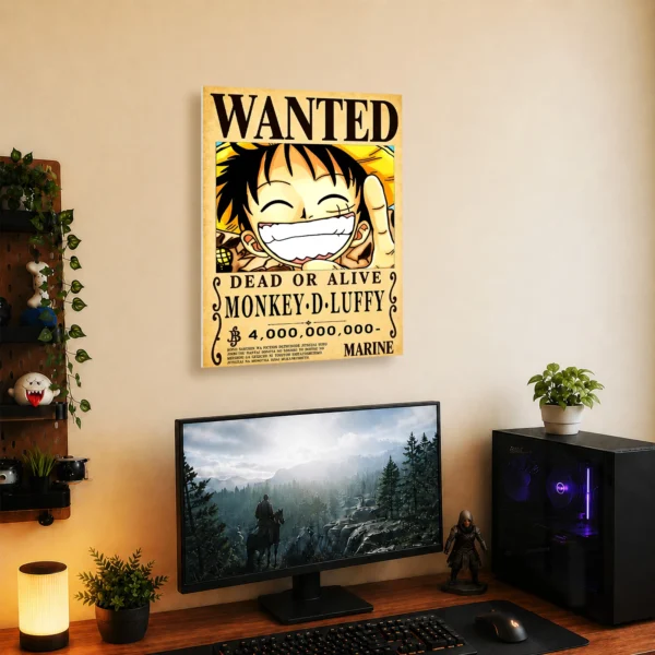 Anime Metal Poster Wall Decor - OP - Monkey D. Luffy Wanted - A - Image 5