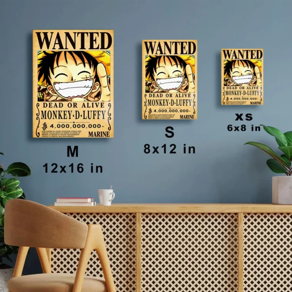 Anime Metal Poster Wall Decor - OP - Monkey D. Luffy Wanted - A - Image 7