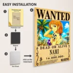 Anime Metal Poster Wall Decor - OP - Nami Wanted - Image 2