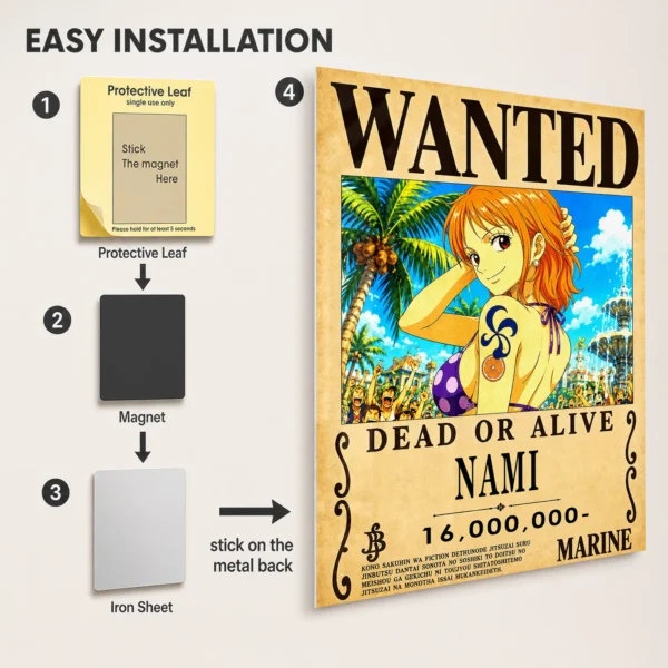 Anime Metal Poster Wall Decor - OP - Nami Wanted - Image 2