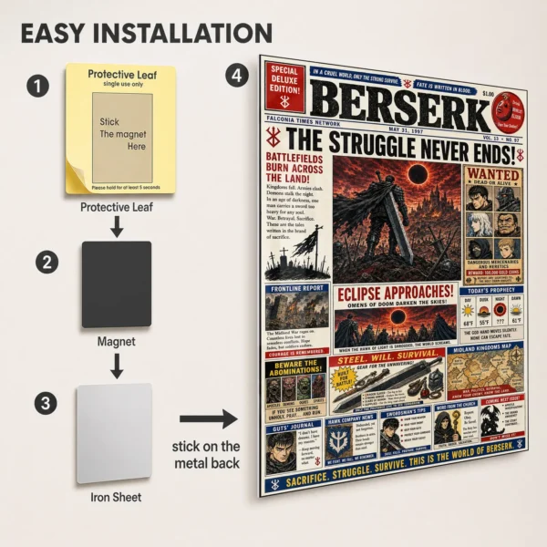 Anime Metal Poster Wall Decor - Dark Fantasy Newspaper - Image 2
