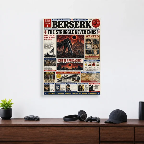 Anime Metal Poster Wall Decor - Dark Fantasy Newspaper - Image 4