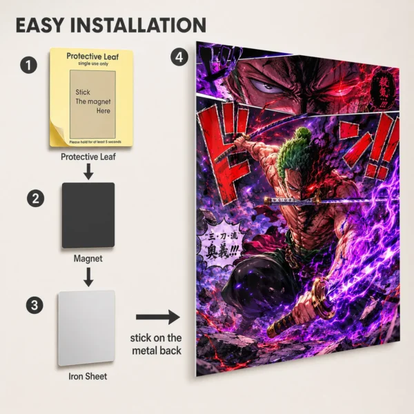 Anime Metal Poster Wall Decor - OP - Roronoa Zoro - Image 2
