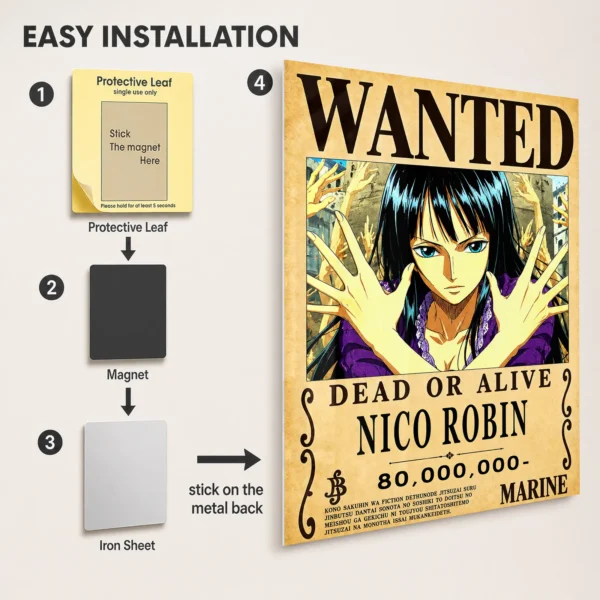 Anime Metal Poster Wall Decor - OP - Nico Robin Wanted - Image 2