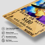 Anime Metal Poster Wall Decor - OP - Sabo Wanted - Image 6