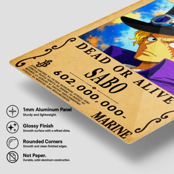 Anime Metal Poster Wall Decor - OP - Sabo Wanted - Image 6