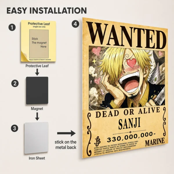 Anime Metal Poster Wall Decor - OP - Sanji Wanted - Image 2