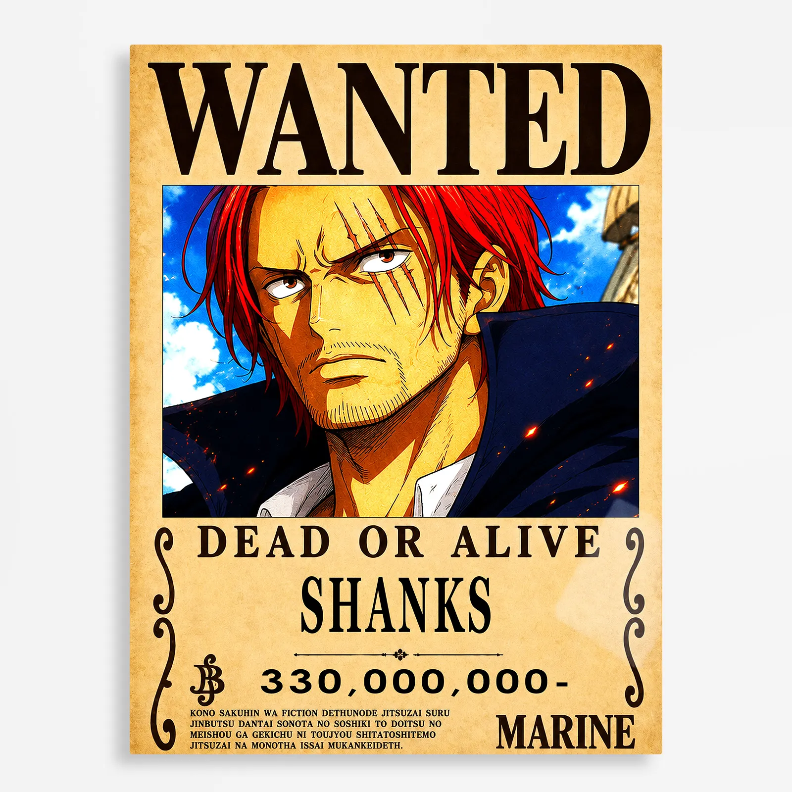 anime metal poster (300) s1 Anime Metal Poster Wall Decor - OP - Shanks Wanted - Image 1