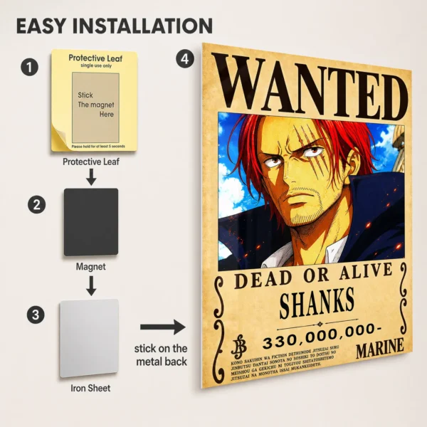 Anime Metal Poster Wall Decor - OP - Shanks Wanted - Image 2