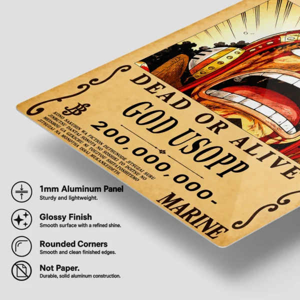 Anime Metal Poster Wall Decor - OP - Usopp Wanted - Image 6