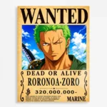 Anime Metal Poster Wall Decor - OP - Roronoa Zoro Wanted