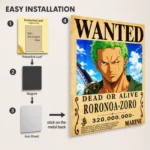 Anime Metal Poster Wall Decor - OP - Roronoa Zoro Wanted - Image 2