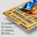 Anime Metal Poster Wall Decor - OP - Roronoa Zoro Wanted - Image 6
