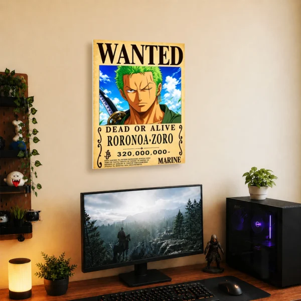 Anime Metal Poster Wall Decor - OP - Roronoa Zoro Wanted - Image 5