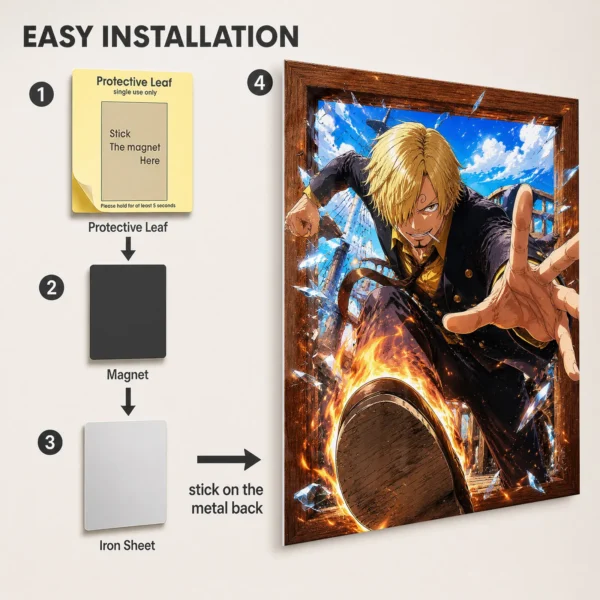 Anime Metal Poster Wall Decor - OP - Sanji - A - Image 2