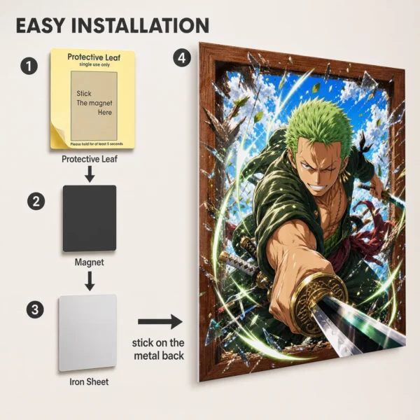 Anime Metal Poster Wall Decor - OP - Roronoa Zoro - A - Image 2
