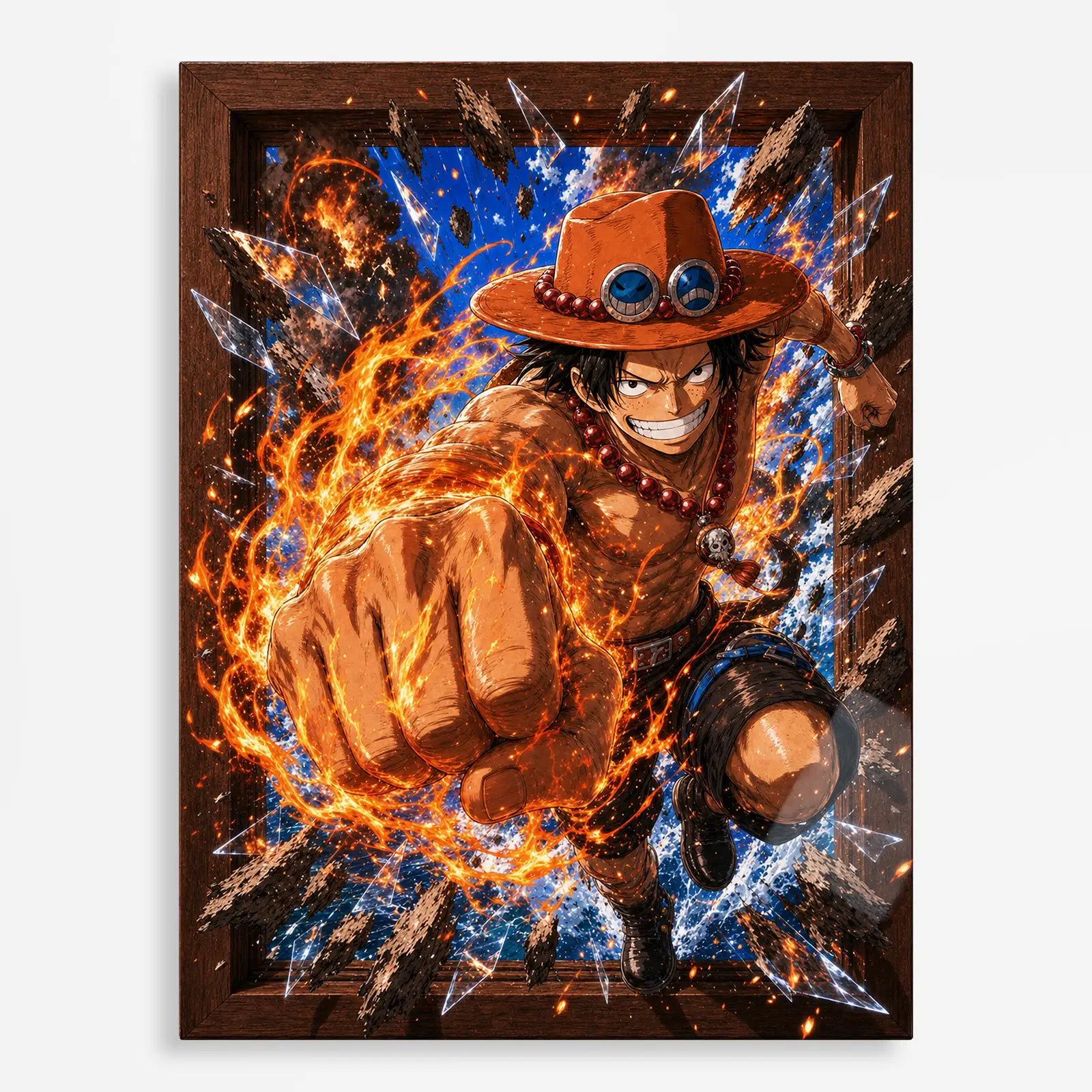 anime metal poster (314) s1 Anime Metal Poster Wall Decor - OP - Portgas D. Ace - Image 1