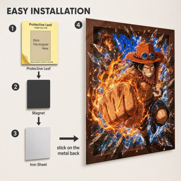 Anime Metal Poster Wall Decor - OP - Portgas D. Ace - Image 2