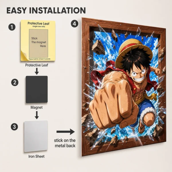 Anime Metal Poster Wall Decor - OP - Luffy - Image 2