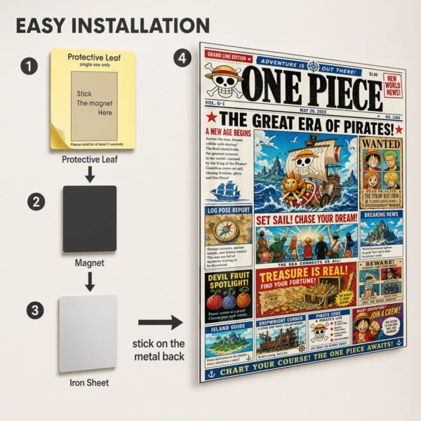 Anime Metal Poster Wall Decor - OP - Straw Hat Pirates - Image 2