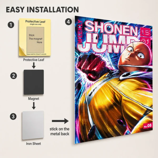 Anime Metal Poster Wall Decor - OPM - Saitama - Image 2