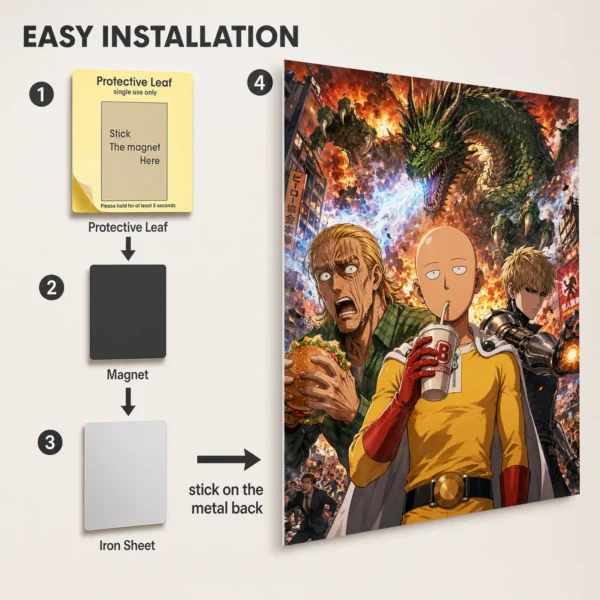Anime Metal Poster Wall Decor - OPM - B - Image 2