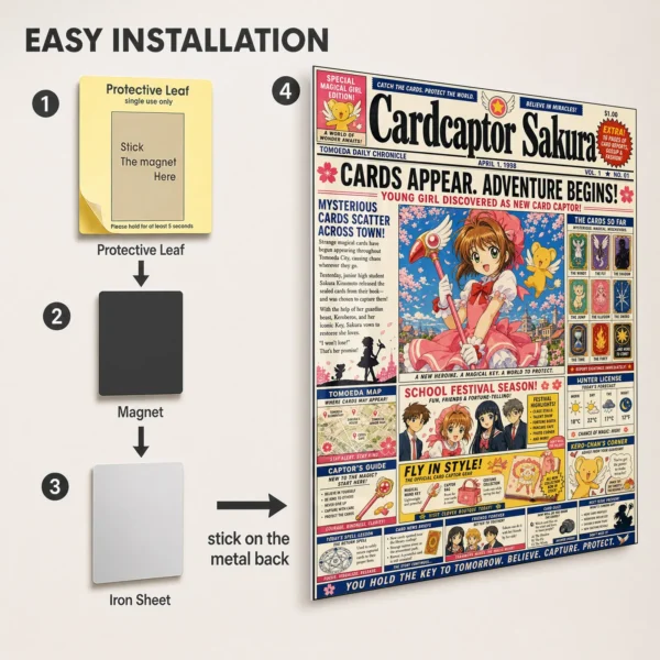 Anime Metal Poster Wall Decor - Cardcaptor Newspaper - Image 2