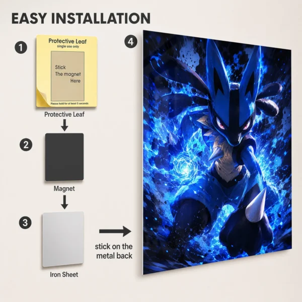 Anime Metal Poster Wall Decor - Poke - Lucario - Image 2
