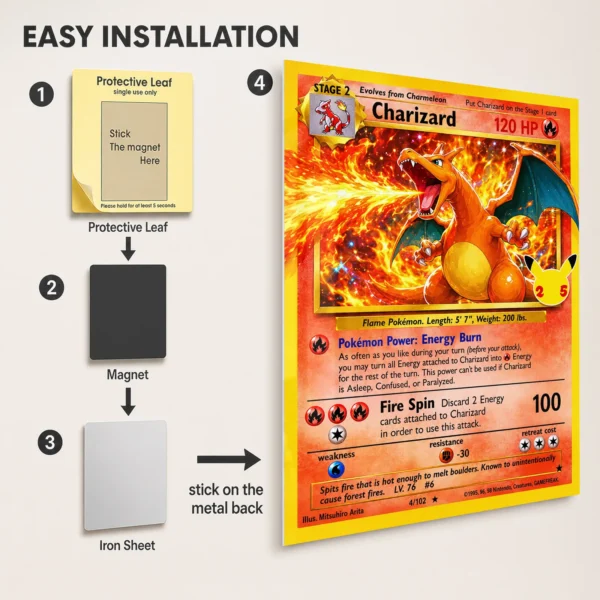 Anime Metal Poster Wall Decor - Poke - Charizard - Image 2