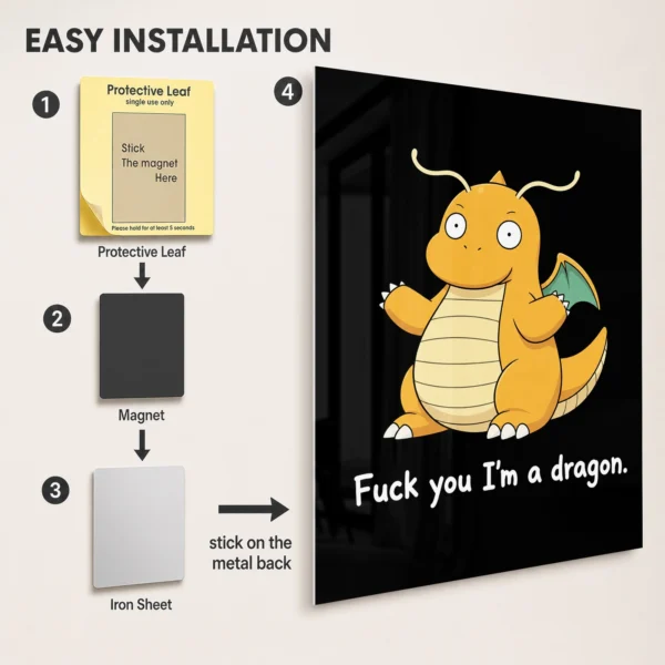 Anime Metal Poster Wall Decor - Poke - Dragonite - Image 2