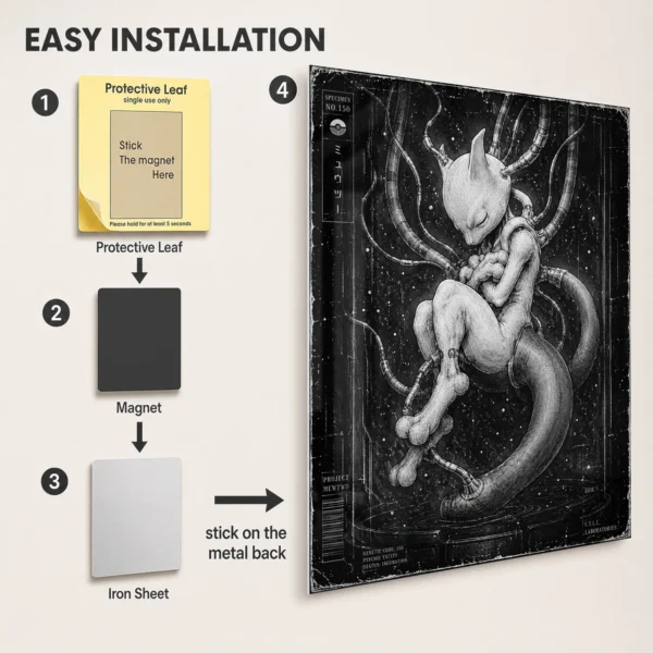 Anime Metal Poster Wall Decor - Poke - Mewtwo - Image 2