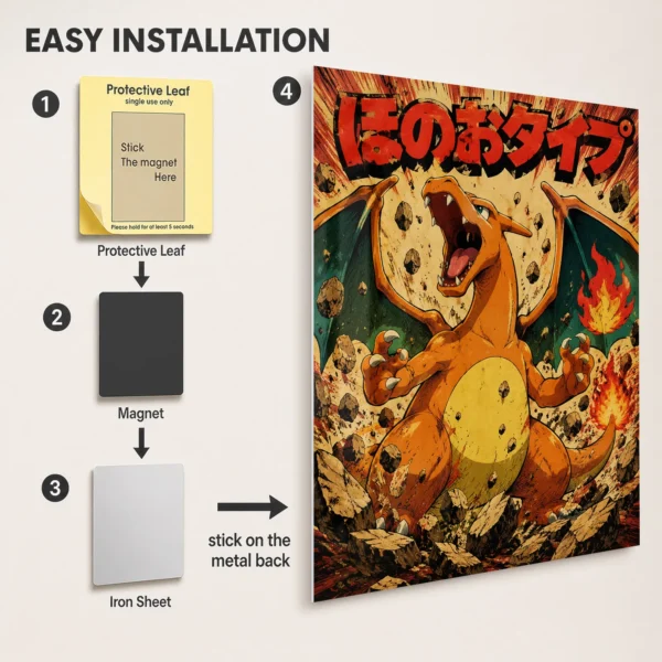 Anime Metal Poster Wall Decor - Poke Charizard - Image 2