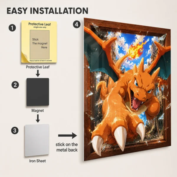 Anime Metal Poster Wall Decor - Poke - Charizard - B - Image 2