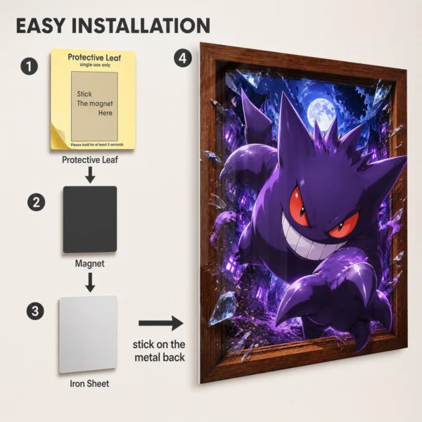 Anime Metal Poster Wall Decor - Poke - Gengar - A - Image 2