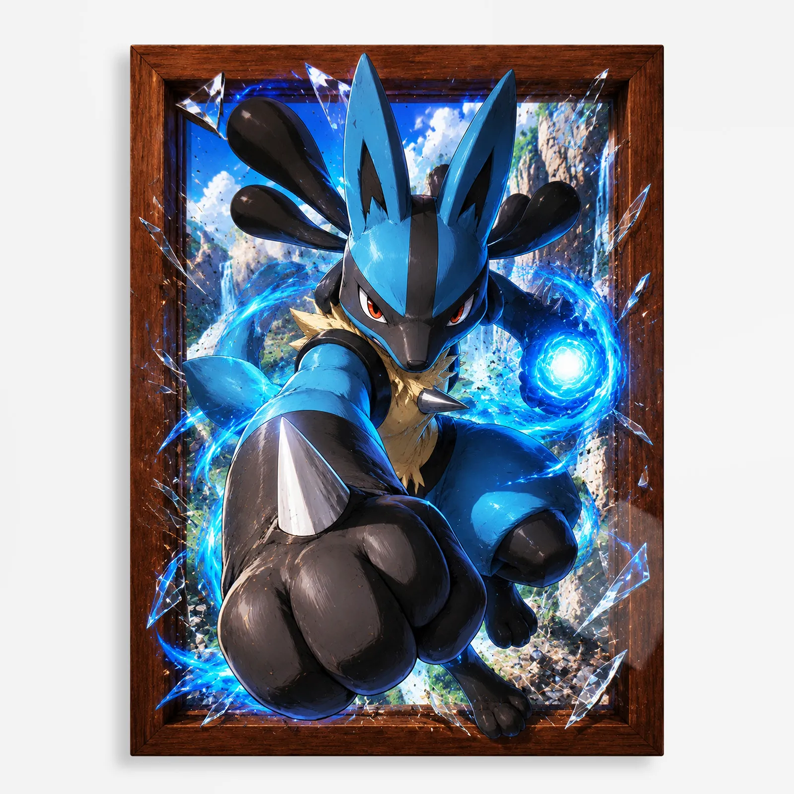 anime metal poster (350) s1 Anime Metal Poster Wall Decor - Poke - Lucario - A - Image 1