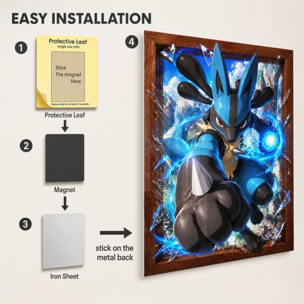 Anime Metal Poster Wall Decor - Poke - Lucario - A - Image 2