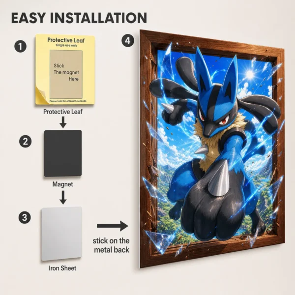 Anime Metal Poster Wall Decor - Poke - Lucario - B - Image 2