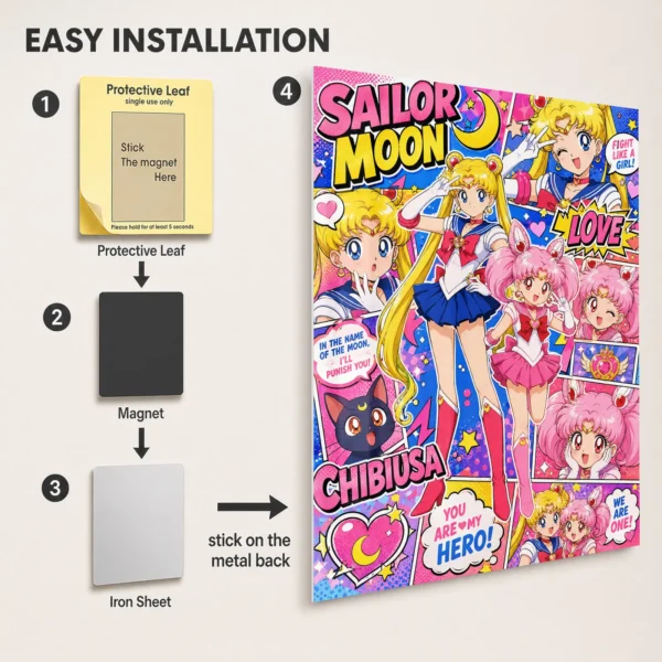 Anime Metal Poster Wall Decor - Sailor - Usagi Tsukino - Image 2