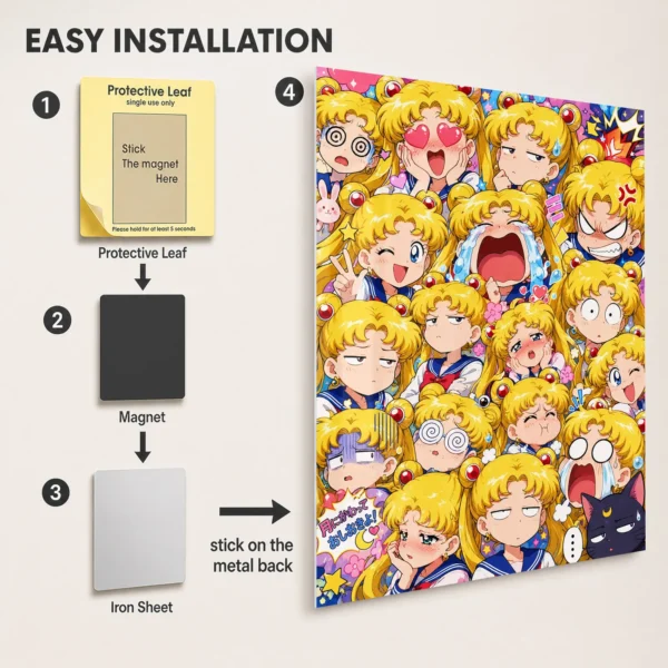 Anime Metal Poster Wall Decor - Sailor - Usagi Tsukino - B - Image 2