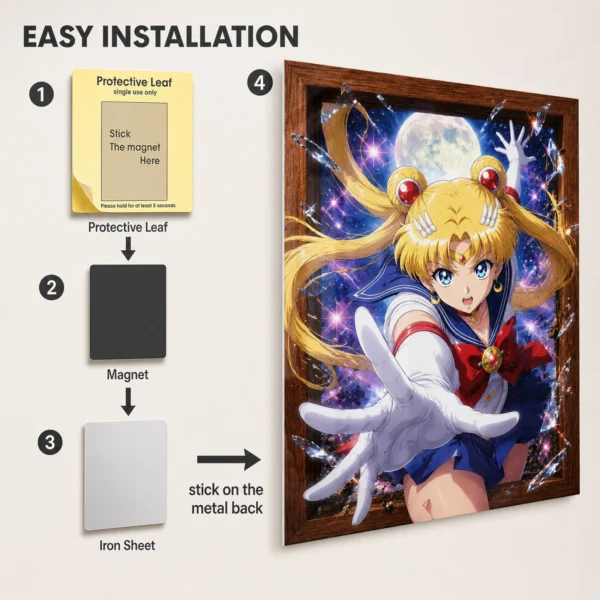 Anime Metal Poster Wall Decor - Sailor - Usagi Tsukino - C - Image 2