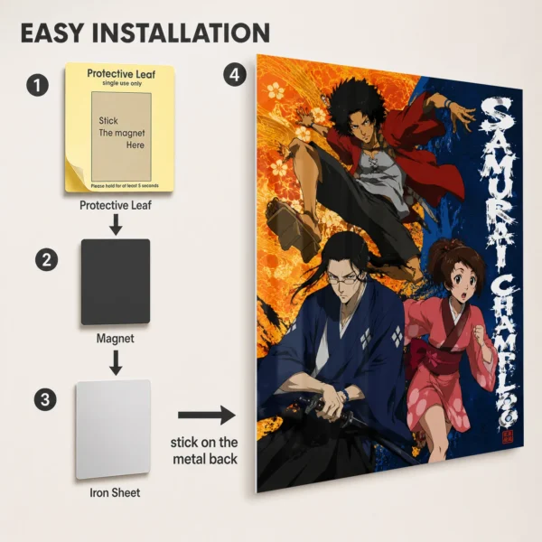Anime Metal Poster Wall Decor - Samurai - D - Image 2