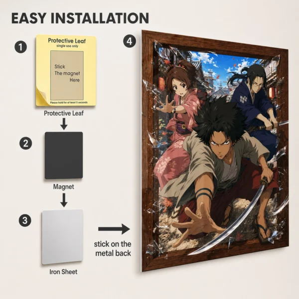 Anime Metal Poster Wall Decor - Samurai - E - Image 2