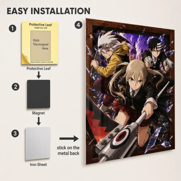 Anime Metal Poster Wall Decor - Soul - Soul Evans & Death The Kid - Image 2
