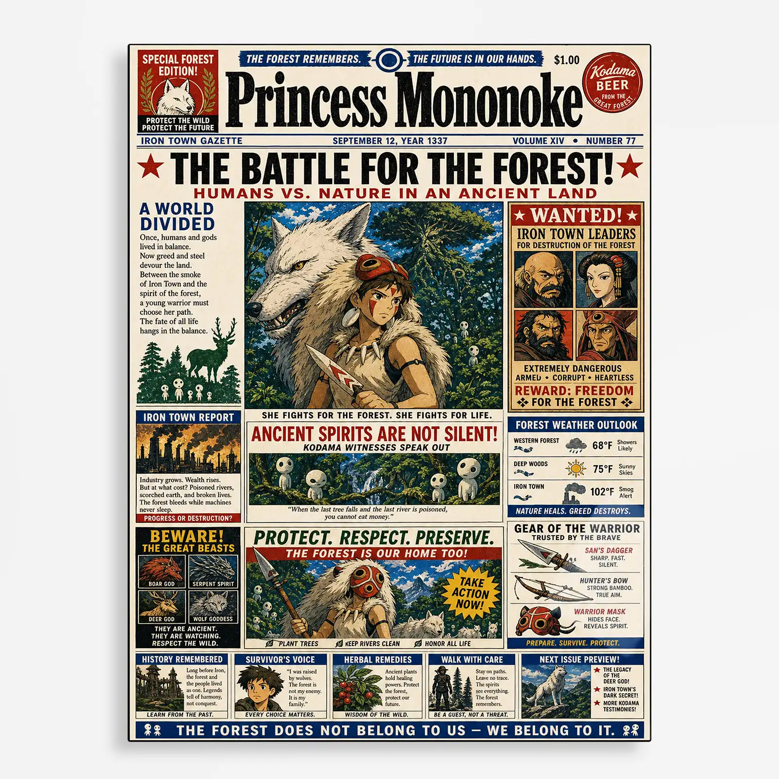 anime metal poster (402) s1 Anime Metal Poster Wall Decor - Forest Princess - A - Image 1