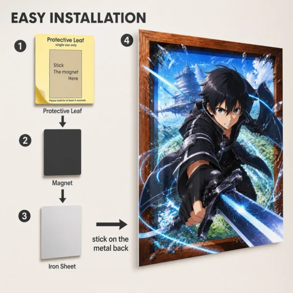 Anime Metal Poster Wall Decor - SAO - Kirito - Image 2