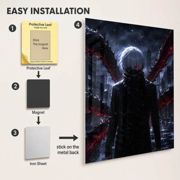 Anime Metal Poster Wall Decor - Tokyo - Ken Kaneki - A - Image 2