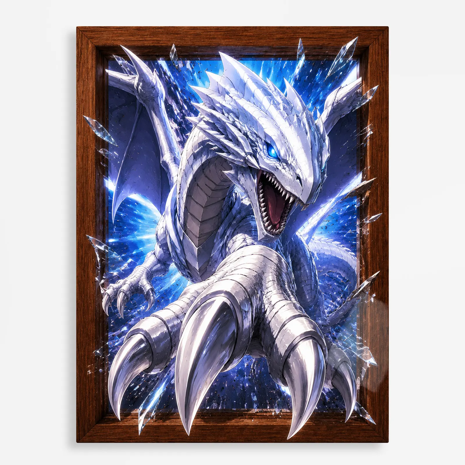 anime metal poster (424) s1 Anime Metal Poster Wall Decor - YGO Blue-Eyes White Dragon - Image 1