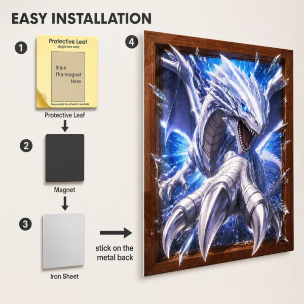 Anime Metal Poster Wall Decor - YGO Blue-Eyes White Dragon - Image 2