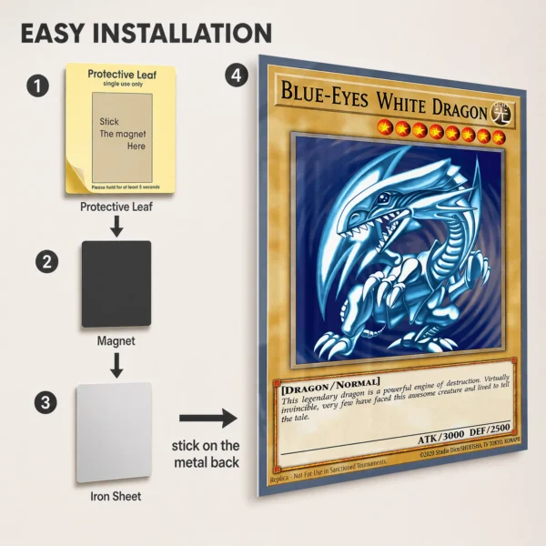 Anime Metal Poster Wall Decor - YGO Blue-Eyes White Dragon - A - Image 2