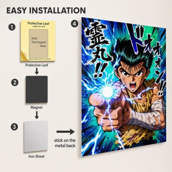 Anime Metal Poster Wall Decor - YYH - Yusuke Urameshi - Image 2